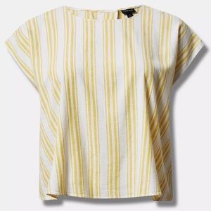 Torrid Linen Yellow & White Cross Back Top